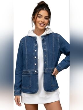 Women's STYLE & CO Blue Denim Jacket (SIZE : LARGE )